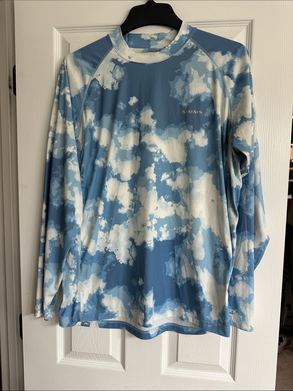 Simms Light Blue & White Long-Sleeve Performance Shirt